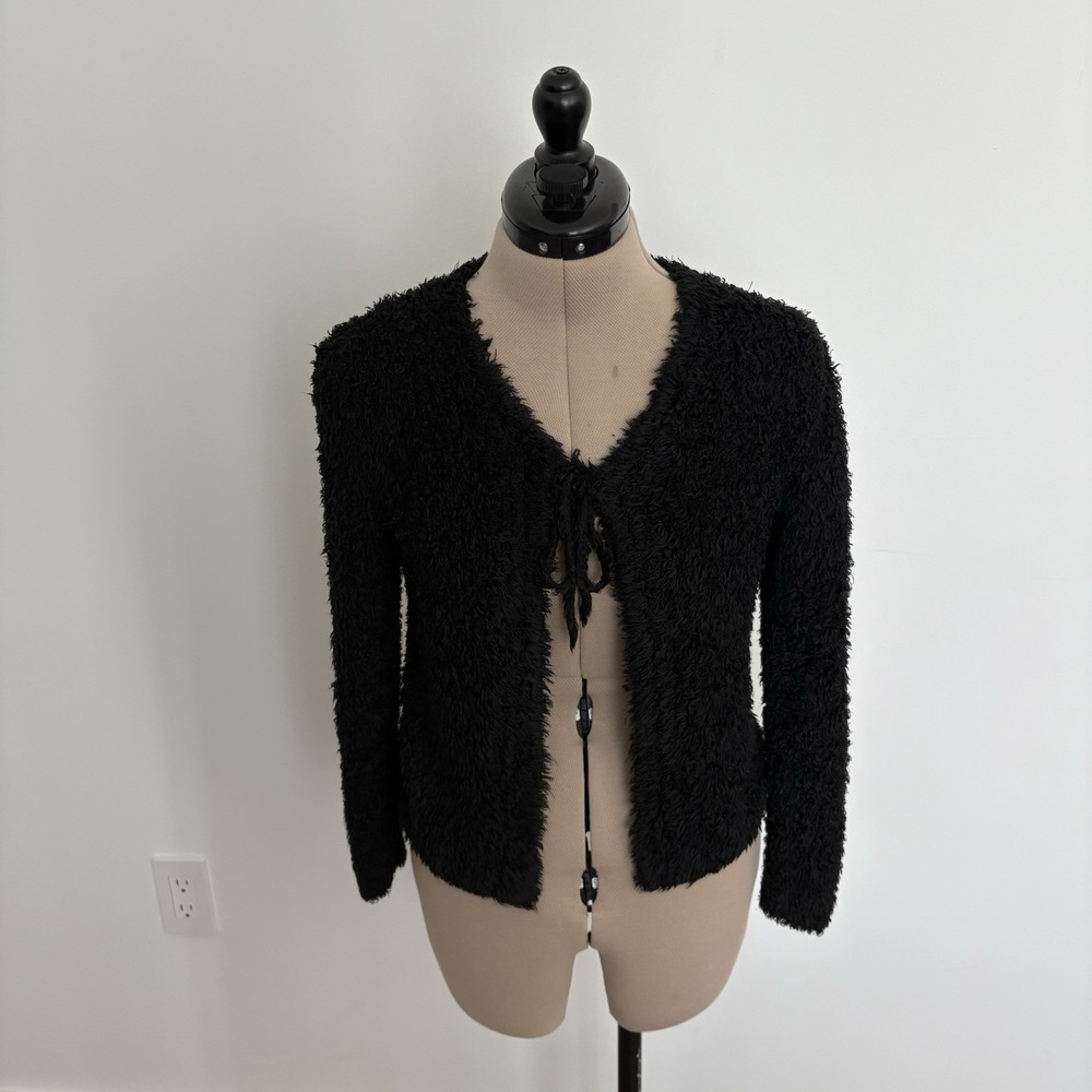 St Michaels Marks & Spencer Silk Womens  Sweater One Size Black Soft Furry
